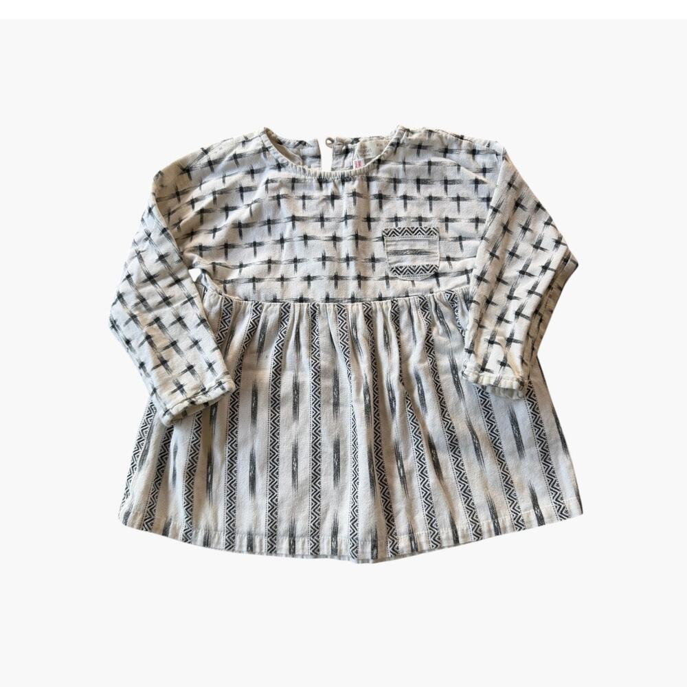 Zara Baby Girl Ikat-Inspired Print Dress 12-18M Long Sleeve